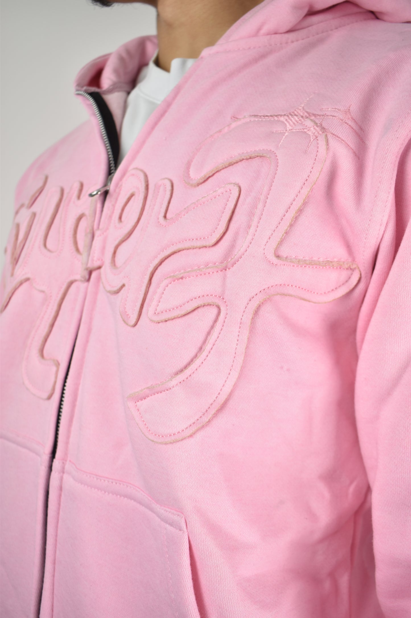 GILET "AMBITION" ROSE A ZIP - BRODERIE